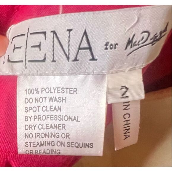 Ieena Mac Duggal - 26264I Plunging Neck Sheath Gown in Fuchsia NWOT Size 2 - Picture 9 of 9